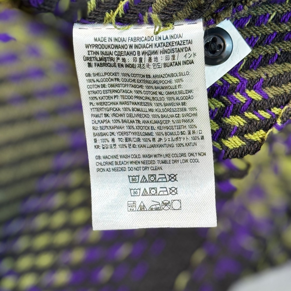 Vans Mens Small Classic Fit chunky knit Shirt Olive Green Purple Textured Cotton - Picture 5 of 8